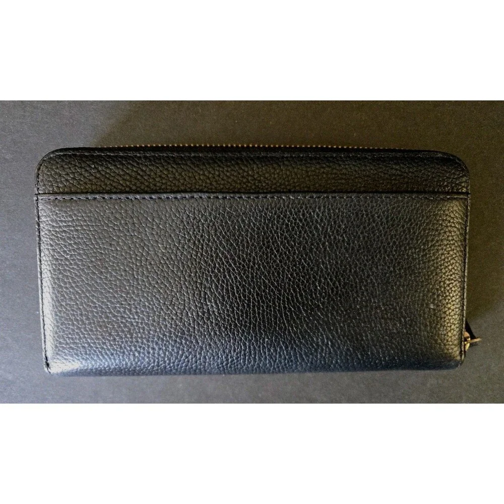 Kate Spade New York Women’s Black Zip-Around Wallet Logo Zipper Card Slots